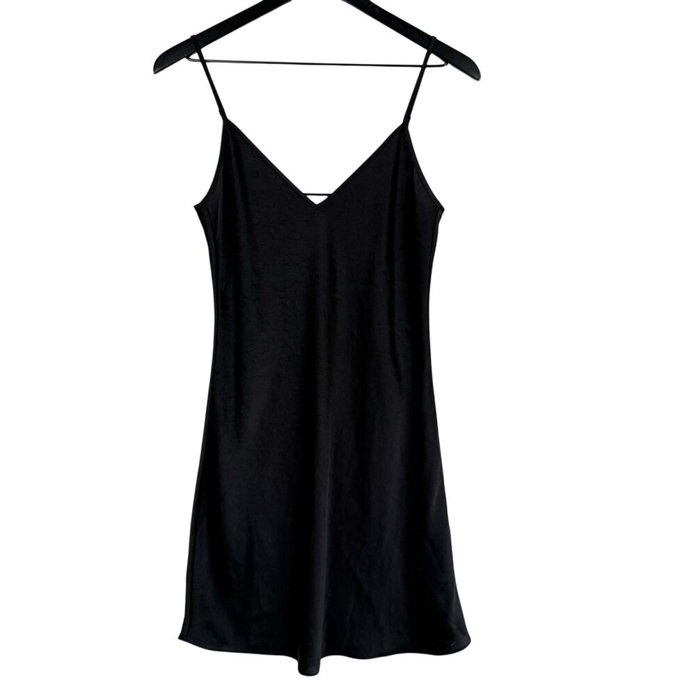 Wilfred Aritzia Only Slip Mini Dress Black Polyester Satin - S